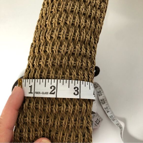 Brighton Straw Double Handle Bag Leather Woven Handles Silver Hardware - Picture 12 of 13